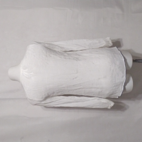 Women’s White Gauze Long Sleeve Blouse Floral Embroidered Boho Peasant Top Sz 6 - Picture 8 of 13